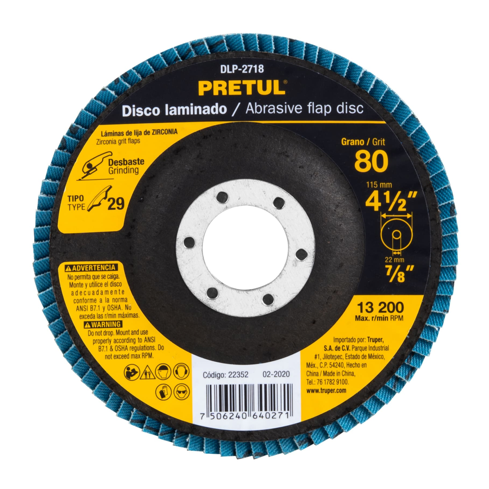 DISCO DE LIJA PRETUL DE 4 1/2" GRANO 80 - Imagen 1