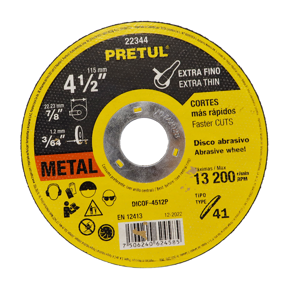 DISCO DE CORTE PRETUL DE 4 1/2"