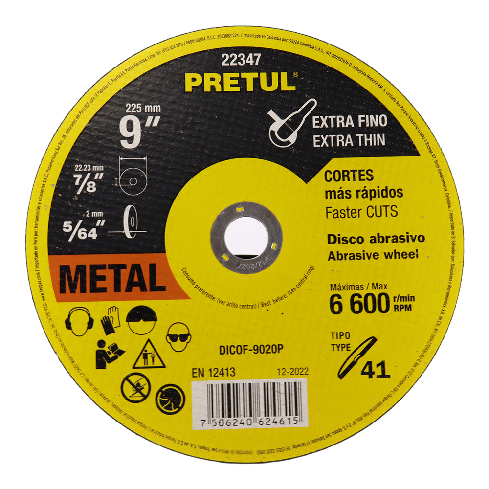 DISCO DE CORTE PRETUL DE 9"