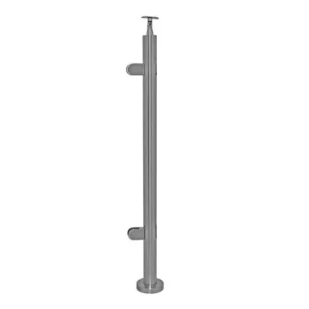 POSTE PARA VIDRIO TEMPLADO DE 2 MORDAZAS DE 85CM ACERO 304