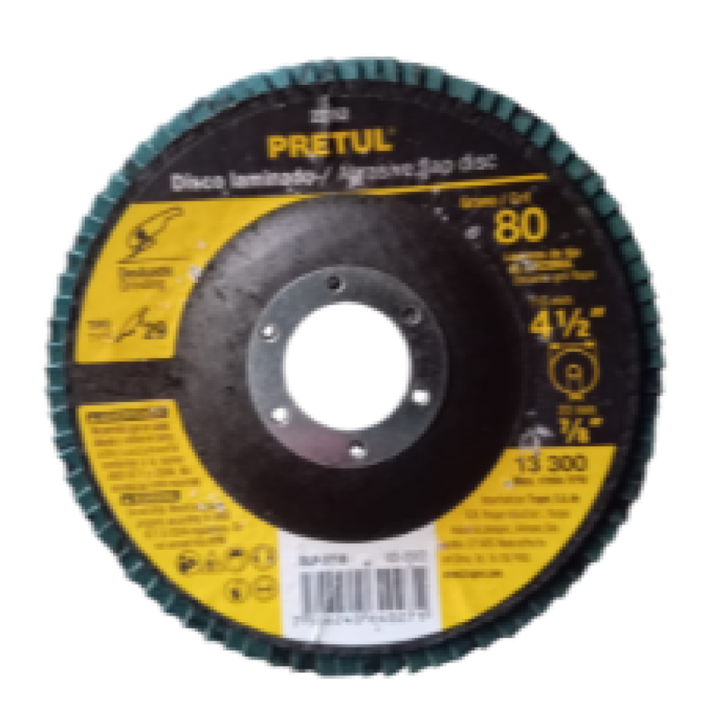DISCO DE LIJA PRETUL DE 4 1/2" GRANO 80