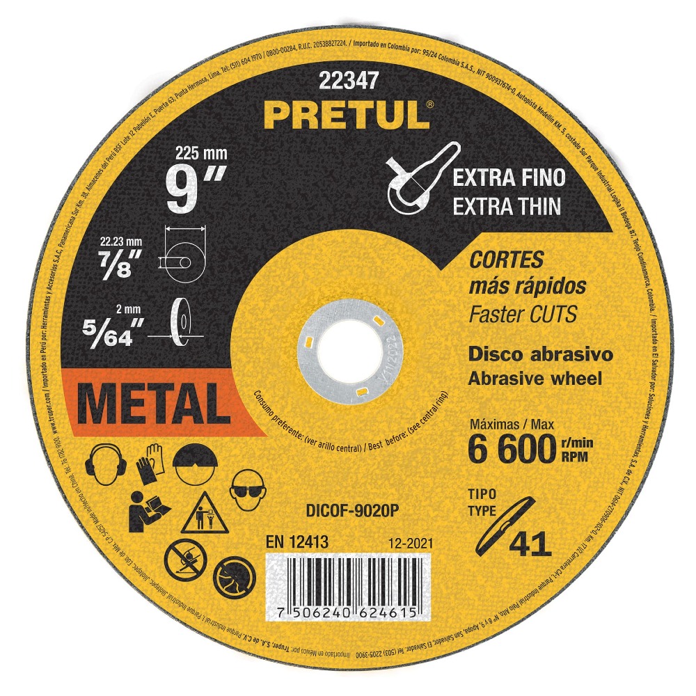DISCO DE CORTE PRETUM DE 4 1/2"