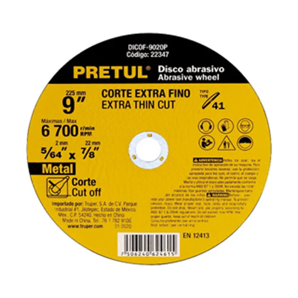 DISCO DE CORTE PRETUM DE 9"
