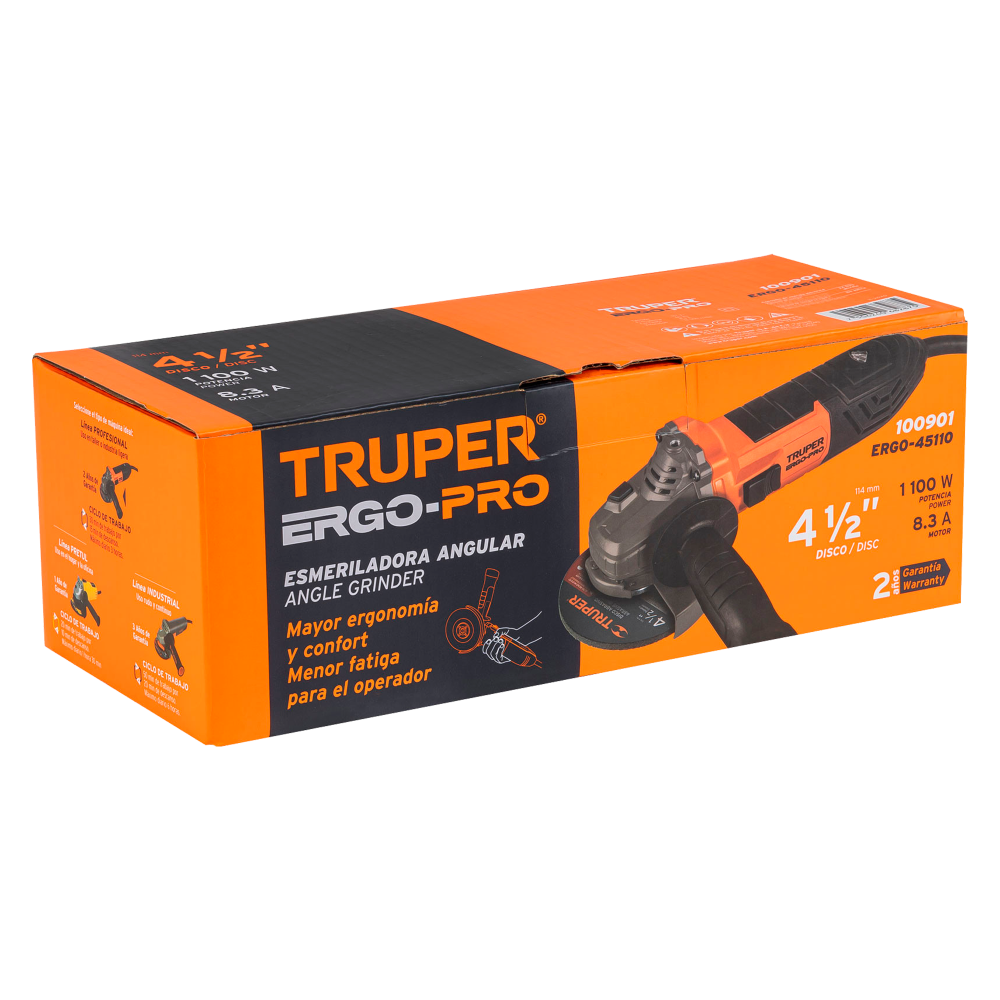 ESMERILADORA ANGULAR 4 1/2" 1100W TRUPER PRO  - Imagen 2