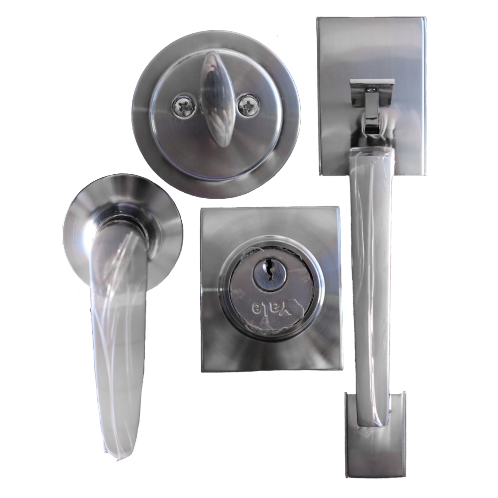 KIT CHAPA YALE DE ENTRADA PRINCIPAL SKU0009031 (PLATEADO CUADRADO)